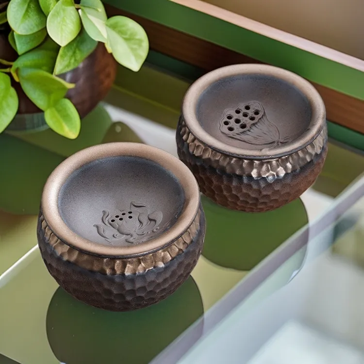 粗陶水盂茶洗茶渣缸茶渣桶桌面垃圾桶大容量带过滤干湿分离废水桶