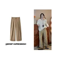 【木雨花】JJSHOP IMPRESSION早秋美拉德工装牛仔棉直筒阔腿九分裤