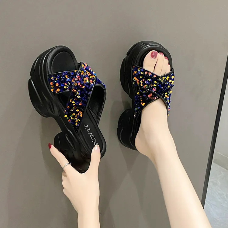 厚底拖鞋女2025夏季新款松糕底百搭外穿增高防滑小个子时尚凉拖鞋