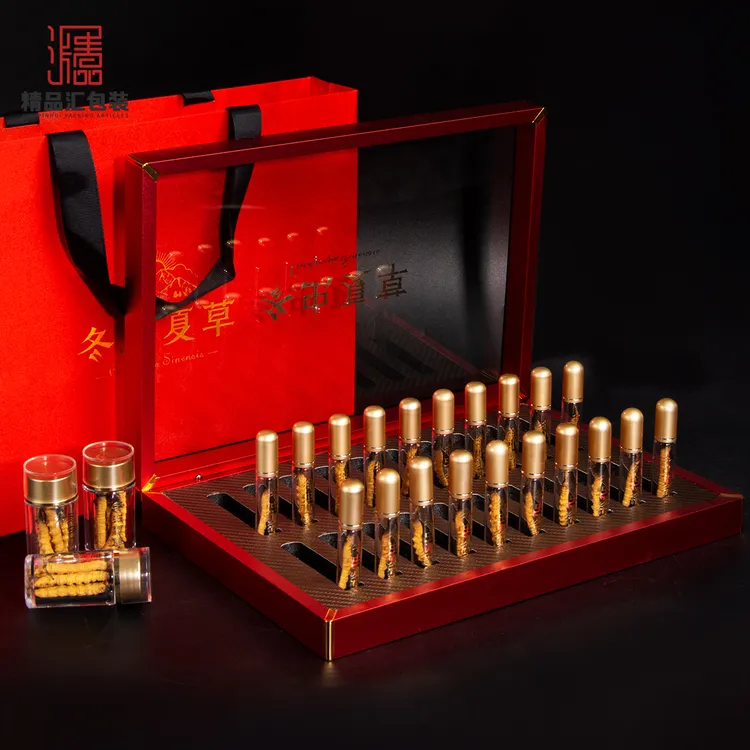 冬虫夏草包装礼盒空盒 铝合金材质 烤漆企业酒店定制logo送礼盒子