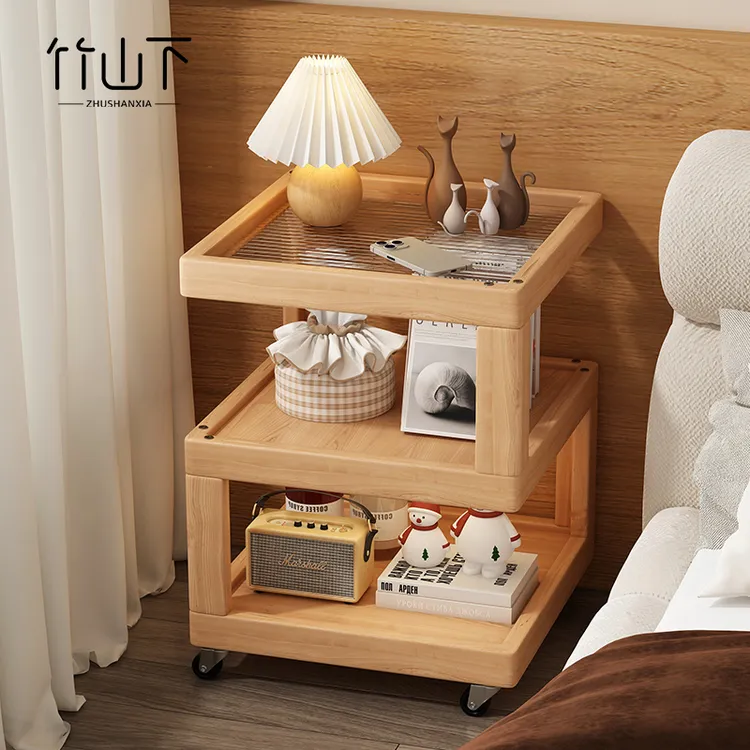 卧室床头柜家用实木边几网红原木风爆款简约可移动多功能收纳柜子