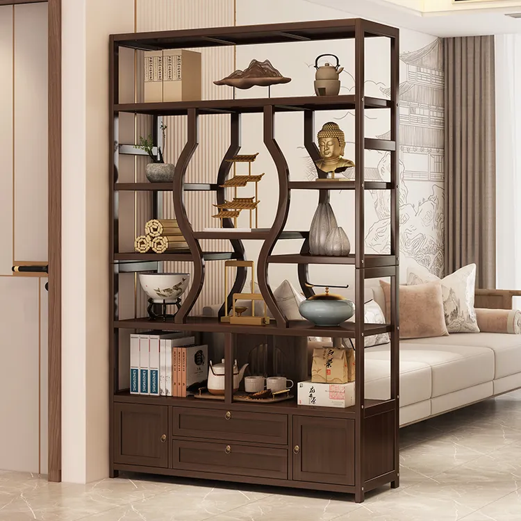 博古架新中式茶具架子茶壶茶具展示置物架入户玄关客厅收纳隔断柜