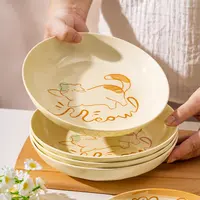 奶油风超萌萌趣猫7、8英寸加大加厚家用陶瓷釉下彩菜盘子吐骨碟