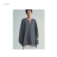 HUMHUM｜超级大系列云迹灰垂坠慵懒风V领卫衣