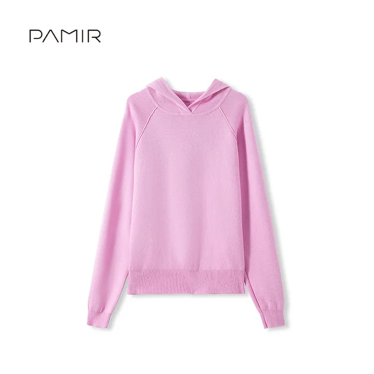 PAMIR春秋新款女连帽精纺卫衣羊毛衫套头休闲减龄外穿针织衫PZ280