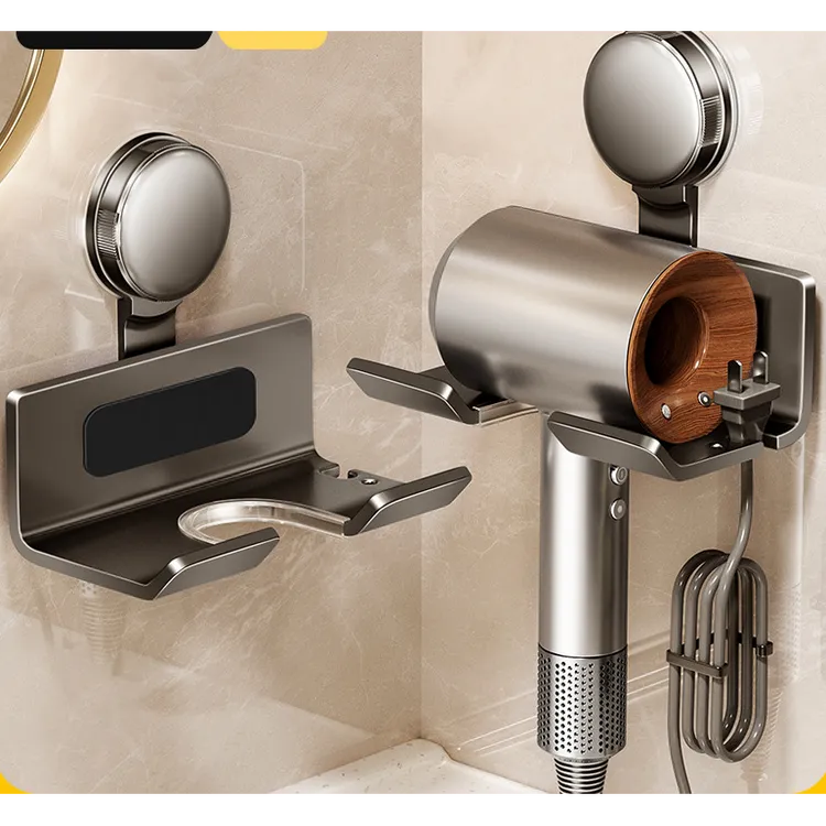 电吹风机置物架吸盘免打孔壁挂式家用电吹风挂架浴室绕线风筒收纳