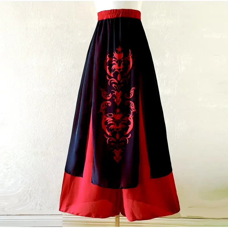 新款阔腿裤古风裤裙古典舞裙裤男女雪纺裙子广场舞民族风跳舞裤夏