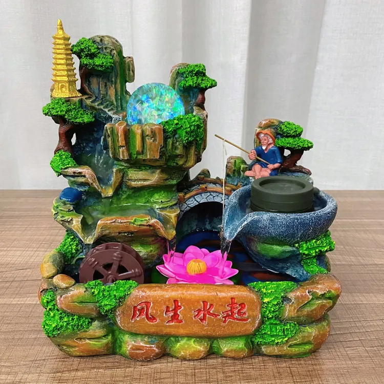 【风生水起】~创意假山流水新中式日常家居送礼办公桌面流水摆件
