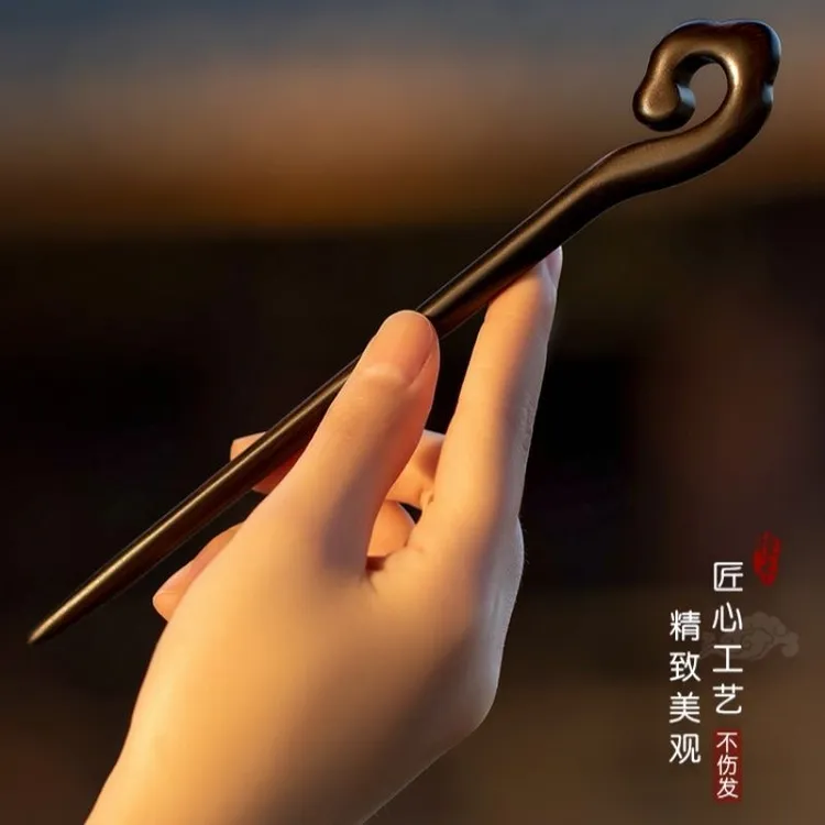 高品质黑檀木木发簪百搭复古发簪手工簪子发簪盘头发一步一响簪子