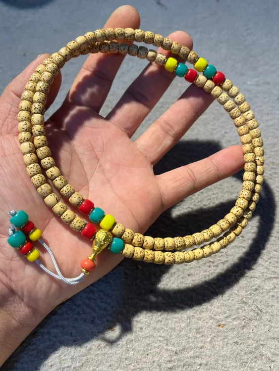 鸡油黄星月菩提带配饰全套 7x6项链