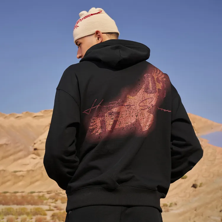 有志者UZISX卡米然猎鹰系列美式印花卫衣秋季休闲宽松连帽套头衫