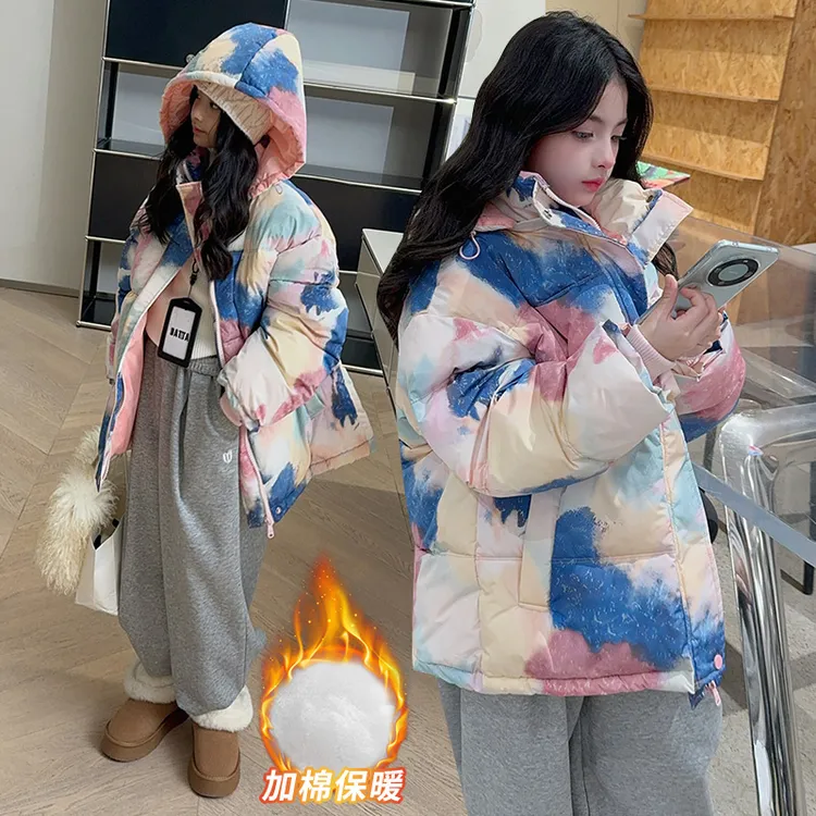女童棉服冬装2024新款洋气儿童加厚冬季衣大童亮面免洗棉袄
