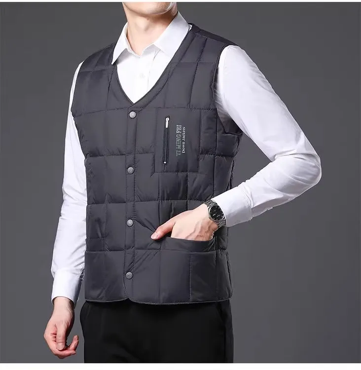 男款秋冬中老年防寒保暖背心加厚V领棉男士棉马甲新款2025爆款