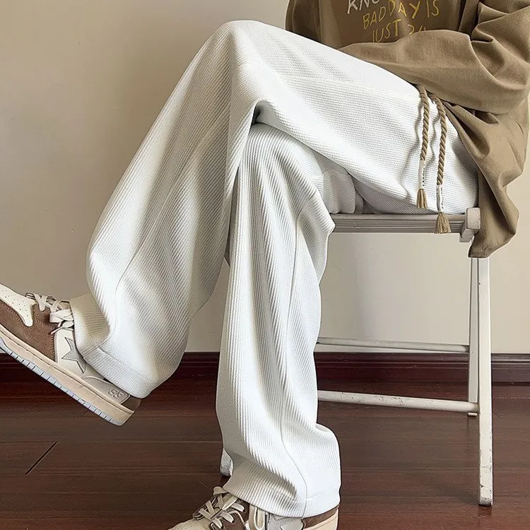 裤子男秋冬季新款加绒加厚阔腿裤垂感宽松休闲运动直筒大码卫裤男