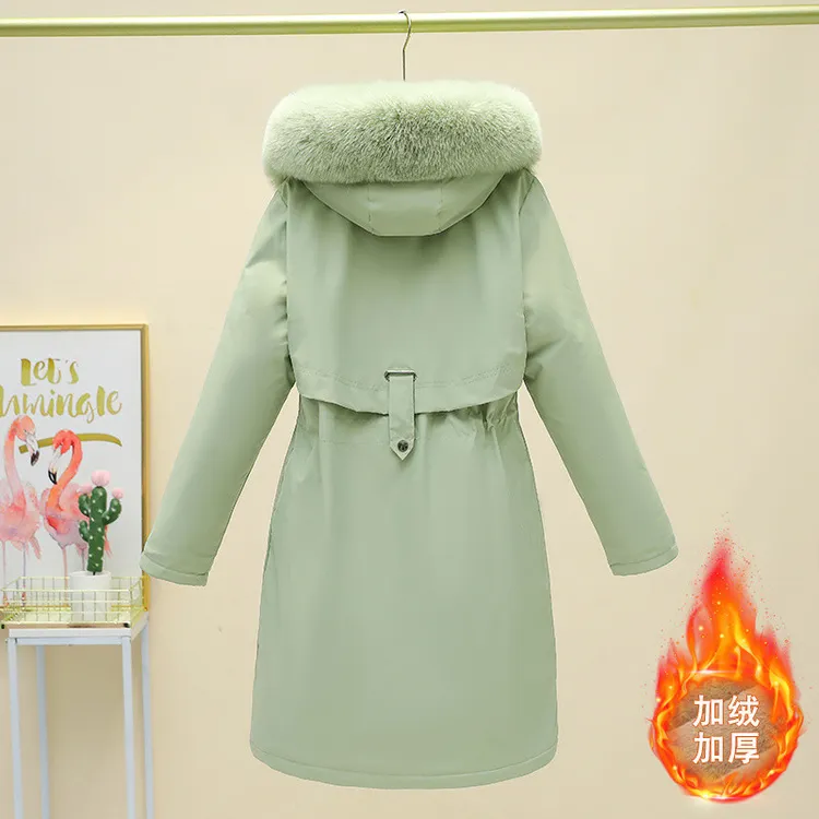 新款派克棉服女中长款2024大码韩版加绒棉衣外套加厚冬天棉袄