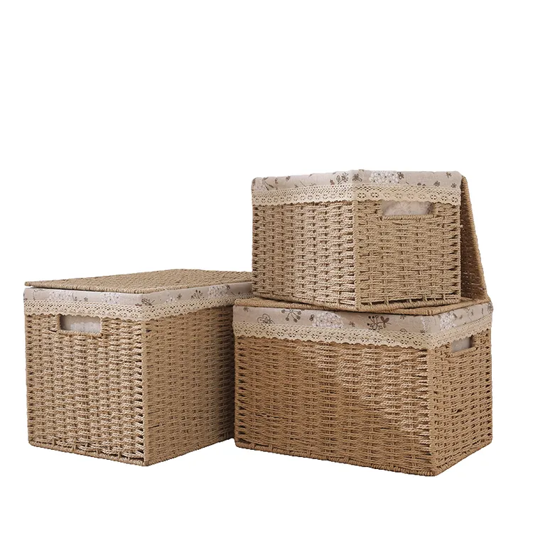 家用衣柜收纳箱藤编客厅书籍玩具置物日式编织零食杂物整理收纳筐