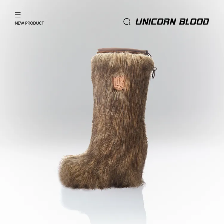 【Svdee专属】UNICORN BLOOD毛茸茸！欧若风厚底坡跟毛筒靴人造毛反绒内里长靴