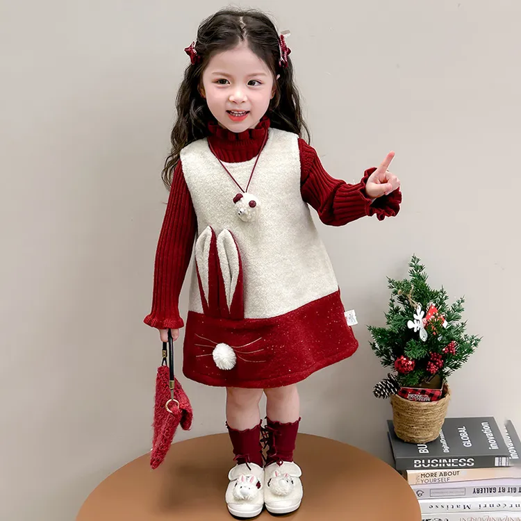 女童连衣裙秋冬2025新款冬装宝宝洋气过年加绒裙子儿童冬季公主裙