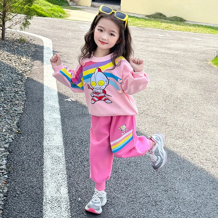 奥特曼女童秋季套装2025新款儿童洋气时髦女孩宝宝春秋卫衣运动