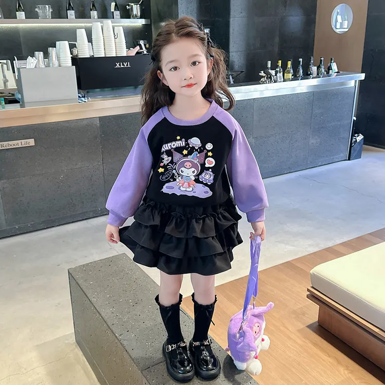 库洛米女童春秋套装2025新款洋气儿童卫衣裙子两件套女孩可爱春款