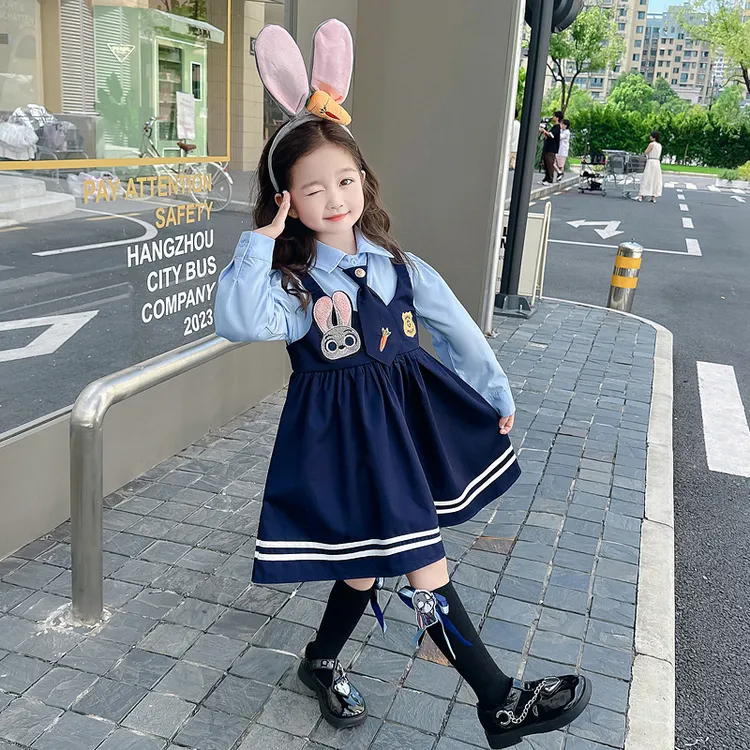 朱迪警官春秋季连衣裙2025新款儿童女宝宝冬款学院风洋气JK公主裙