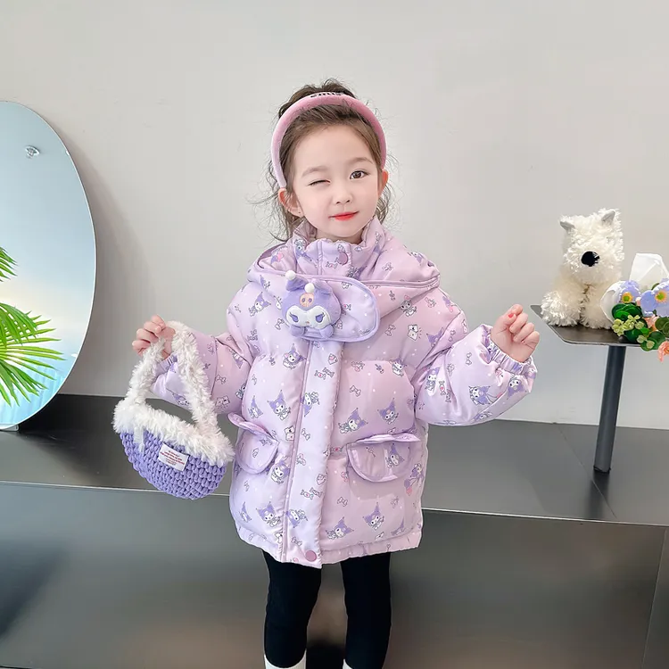 库洛米羽绒服女童洋气外套2025新款女宝宝儿童保暖印花冬装小童