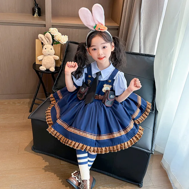 朱迪兔子警官COS衣服女童套装夏季生日连衣裙JK洛丽塔儿童公主裙