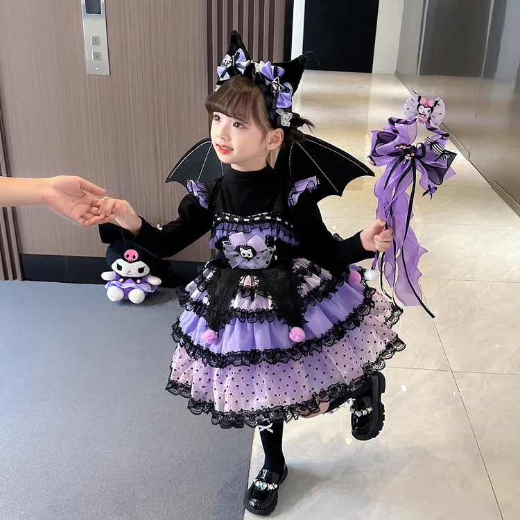 女童库洛米衣服洛丽塔蓬蓬裙秋冬公主裙子小女孩小恶魔万圣节cos
