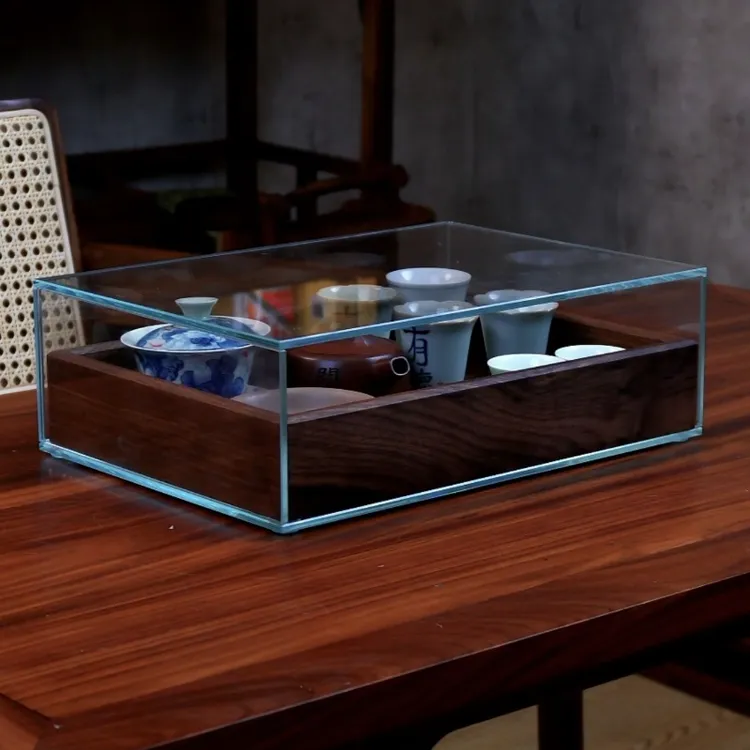 【单层可堆叠】北美黑胡桃单层牙科柜文玩壶杯桌面收纳盒透明展示盒