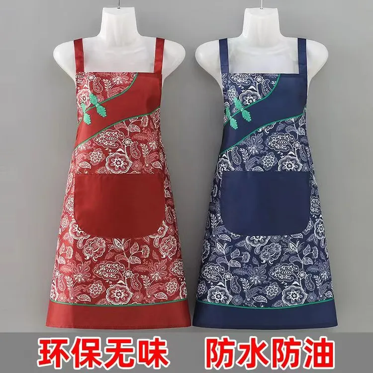 民族风环保防水环保做饭防油耐磨理发专用餐饮围裙成人上班工作服