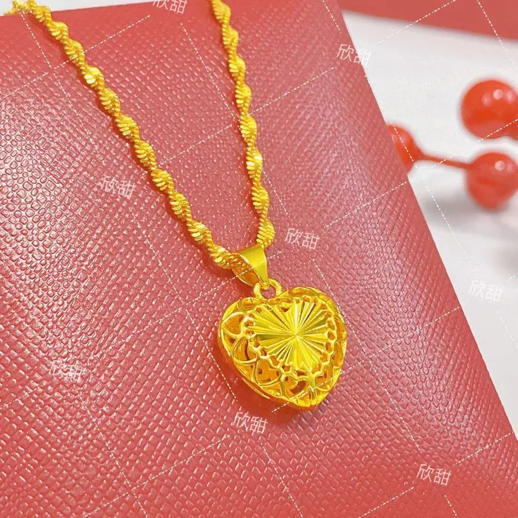 铜合金项链 鑫镂空网网爱心女士项链时尚百搭简约精美锁骨链0196
