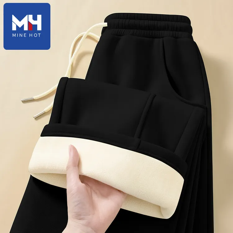 唐狮集团MH加绒裤子女冬季黑色宽松百搭高级感女款阔腿高腰休闲裤
