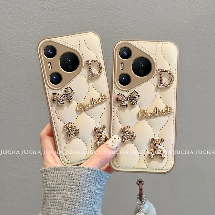 金属小熊适用华为pura70手机壳高级感新款HUAWEIp60pro小众50外壳