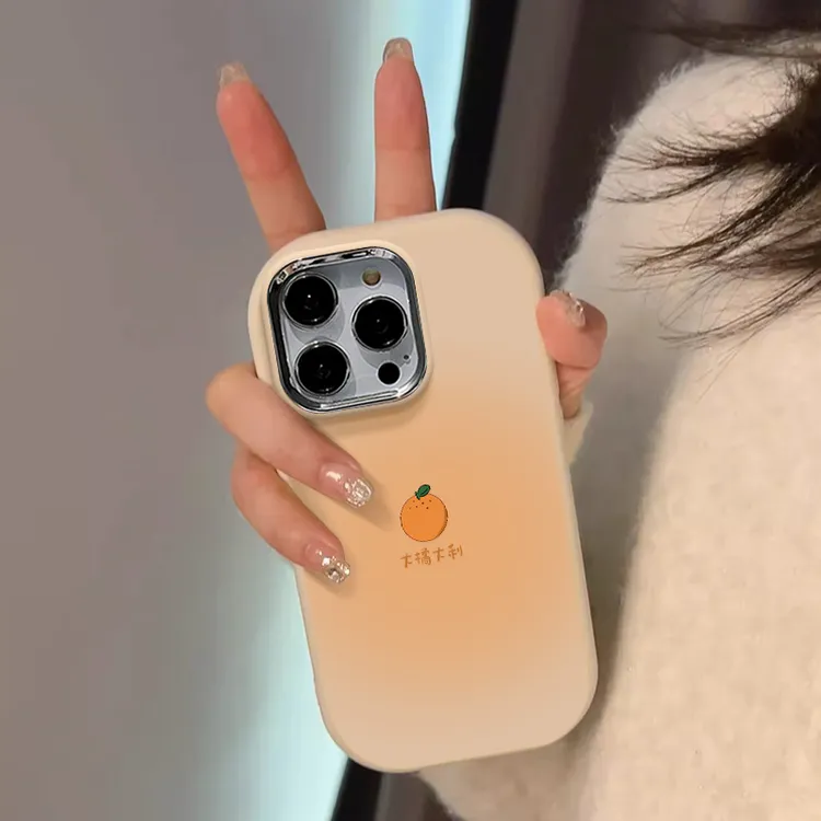 晕染橘子苹果15promax手机壳高级感iphone14轻奢13可爱女款新款11