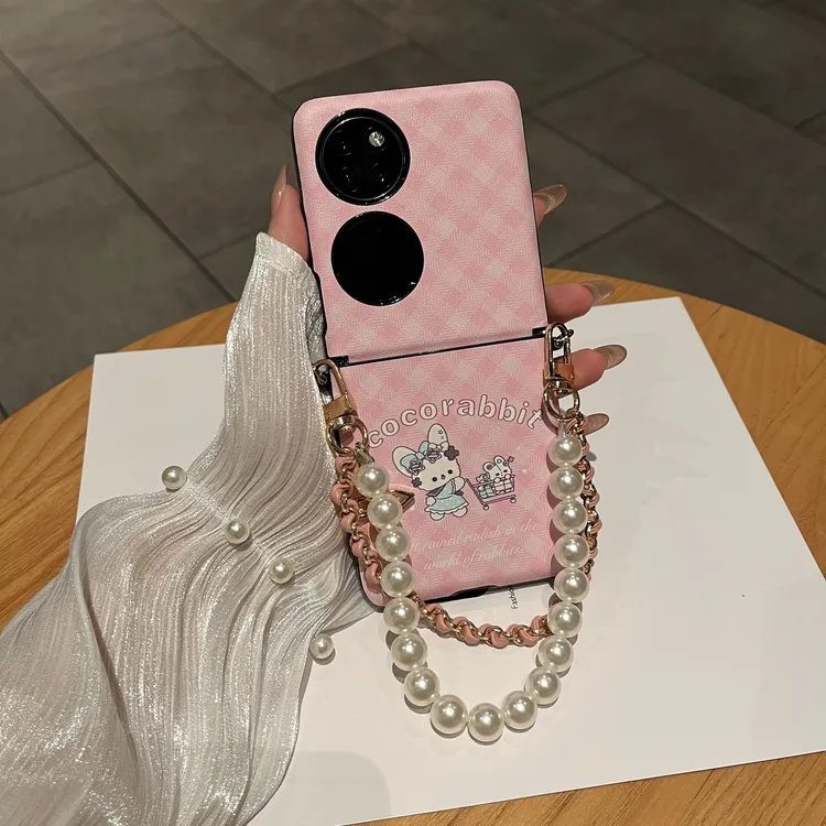 适用于华为p50pocket手机壳侧扣护轴皮套壳pockets保护壳手提链潮
