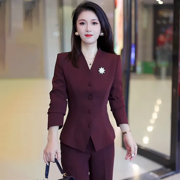 西装2025洋气新款女装流行安可拉红小香风气质酒店职业套装A1006