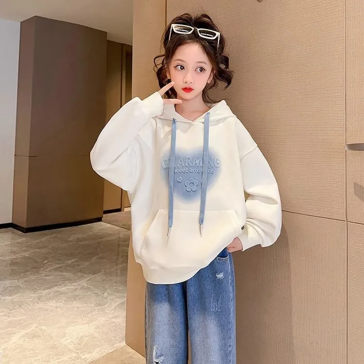 女童秋装卫衣2025新款女大童连帽衫外套女孩春秋款洋气儿童上衣潮