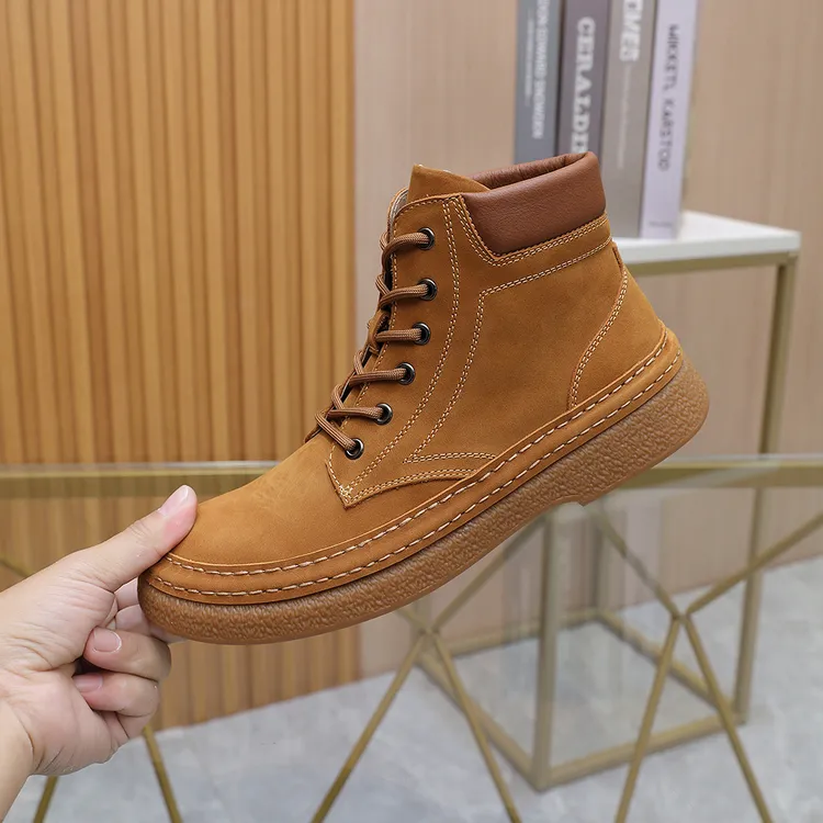 春夏欧洲站马丁靴男款百搭头层牛皮手工男靴真皮加绒保暖棉鞋男潮