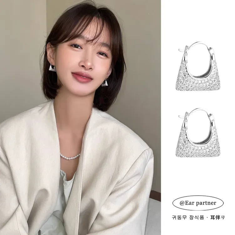 铜合金耳饰 气质小香风包包耳环高级感耳钉女小众设计感耳扣耳饰