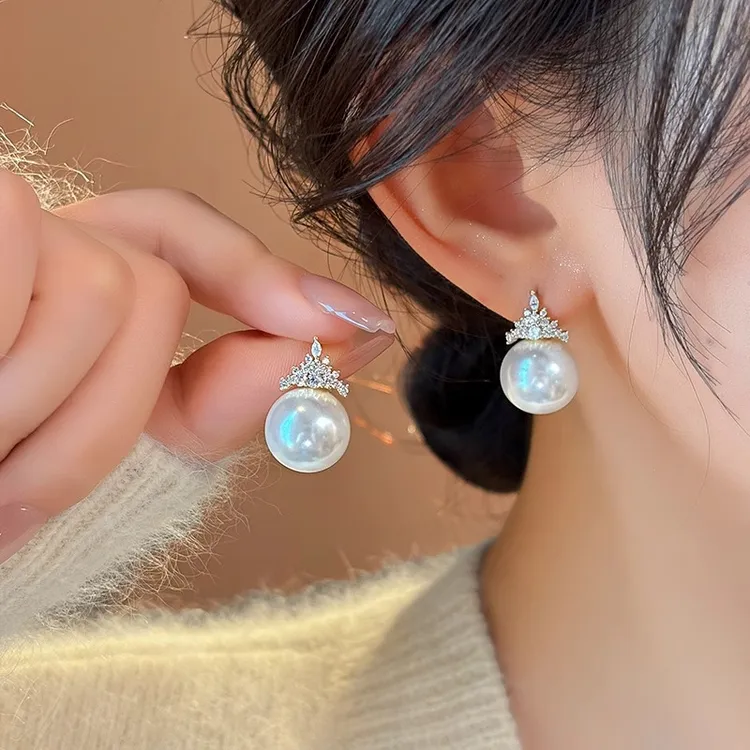 铜合金仿珍珠耳饰 法式珠珠耳环女小众耳钉轻奢高级感气质耳饰潮