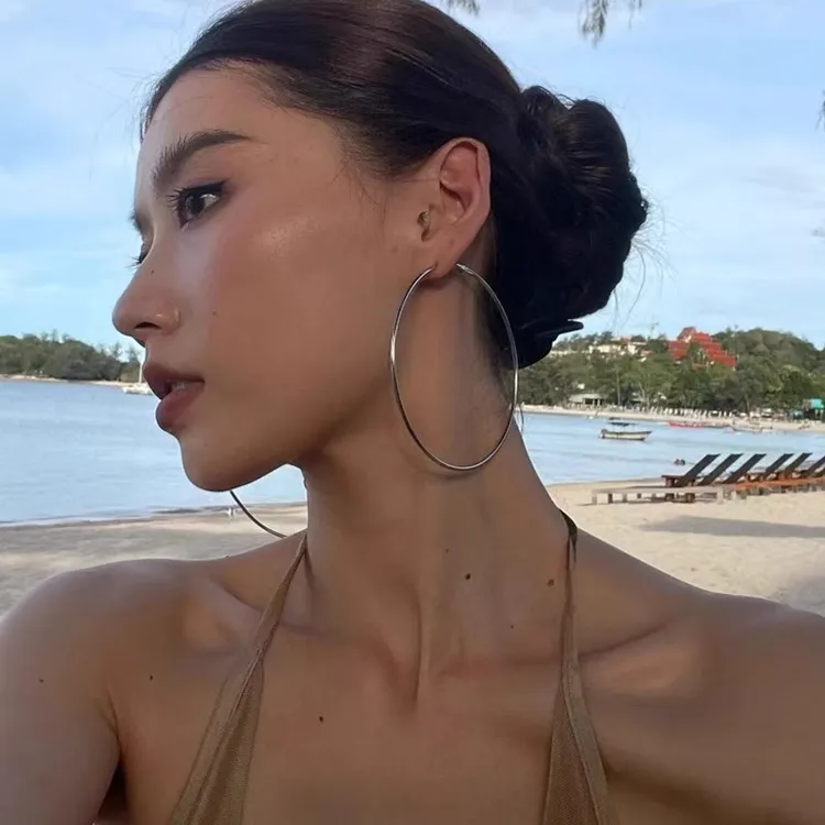 铜合金耳饰 y2k千禧辣妹风大气圆圈夸张时尚耳环百搭耳圈港风耳饰