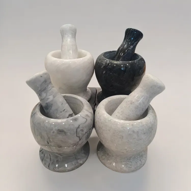 天然大理石石臼捣蒜器压蒜器剥蒜器颜色随机天然石材打磨颜色随机