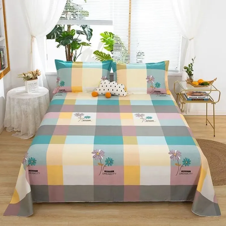 100%纯棉斜纹床单出租屋床单枕套学生宿舍小清新印花单人炕单亲肤