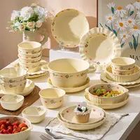 【10件套】紫藤花家用碗盘餐具套装可爱陶瓷加厚釉下彩少女心米饭碗