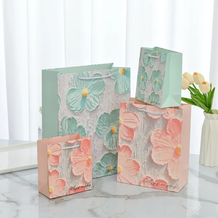 ins风松弛感礼物袋轻奢毕业礼品袋简约立体包装袋 节日精美纸袋子