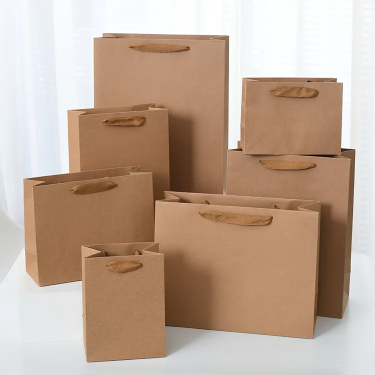 复古260克牛皮纸礼品袋纯色手提袋成品松弛感纸袋 简约包装礼物袋