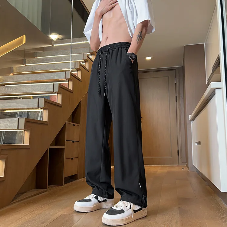 冰丝裤男士夏季潮牌薄款透气垂感休闲直筒裤轻薄百搭日常户外长裤