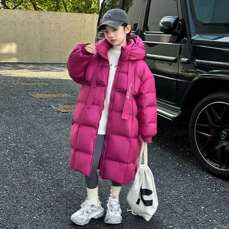 过膝洋气2024冬装新款韩版保暖加厚连中羽绒服长款外套