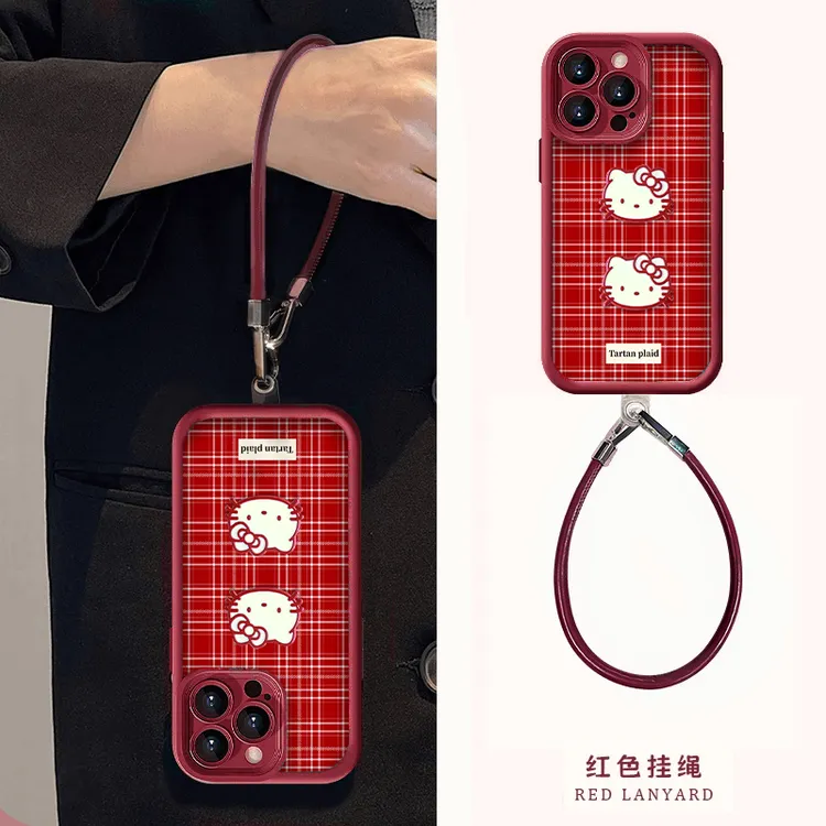 秋冬安可拉红KT猫适用16苹果15华为p70/vivo防摔oppo小米14手机壳