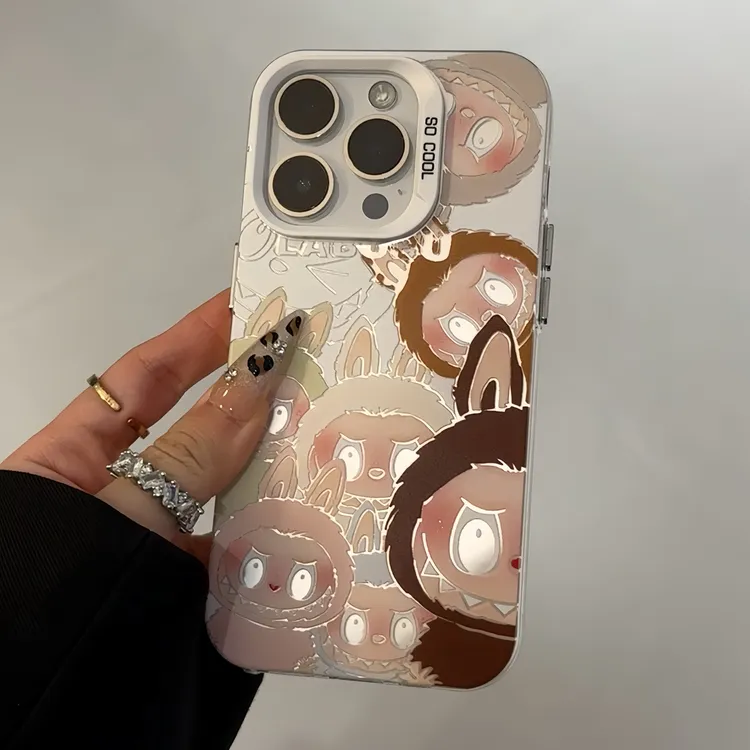 镂空拉布布白底动漫适用iphone16/15手机壳华为P70vivo小米oppo套